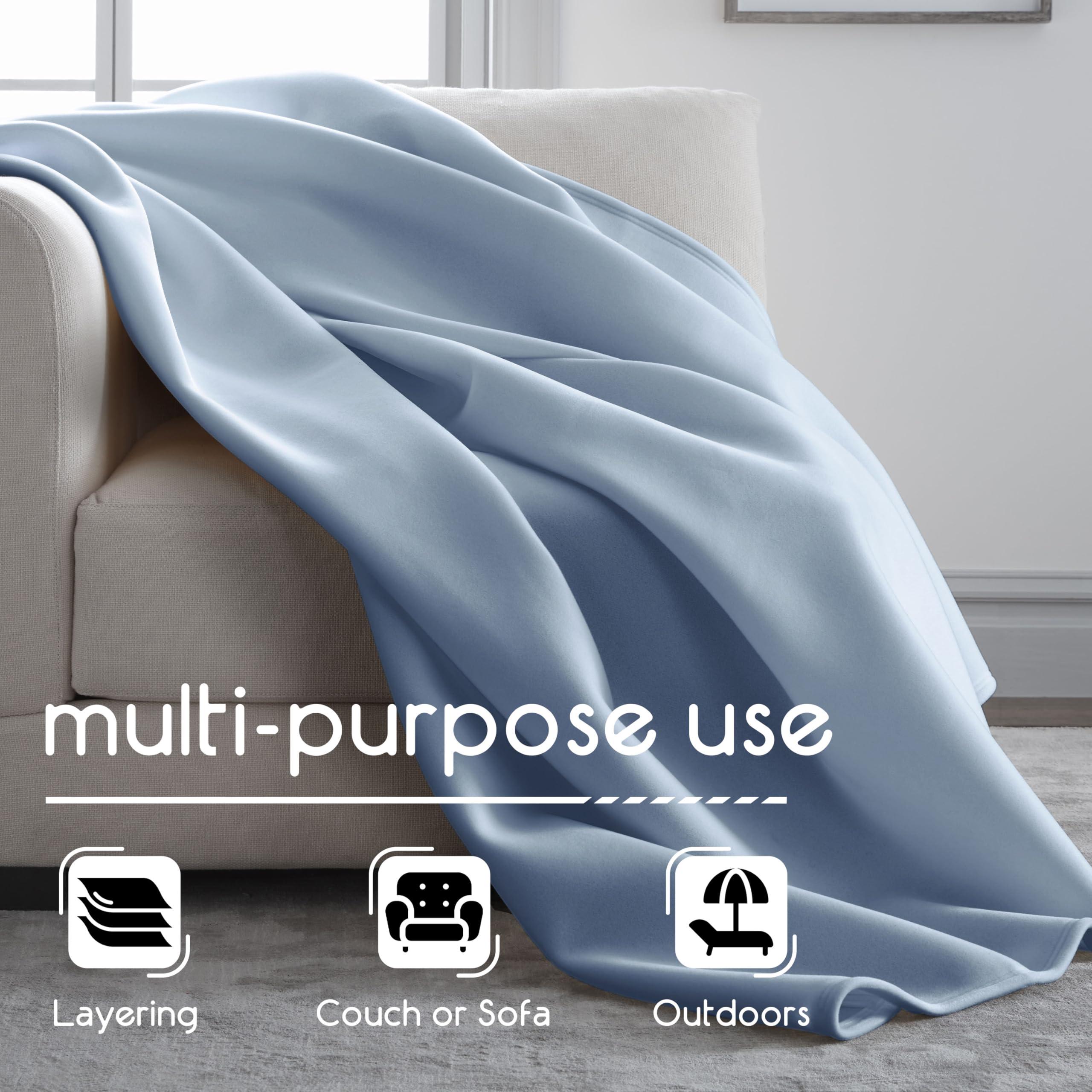 Vellux Vellux 1B07056 Original Insulating Core Hotel Style Solid blanket Machine Washable Soft Cozy Warm Thermal Durable Pet Friendly All Seasons Layering Bed Sofa Blankets, Twin, Blue