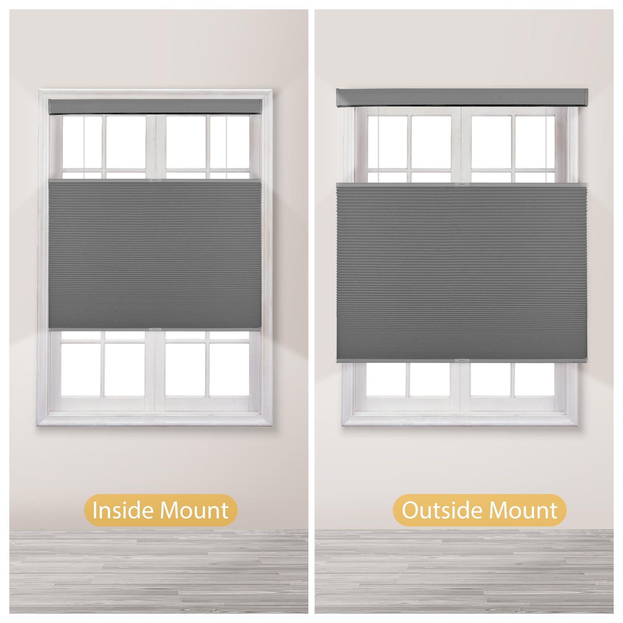Sulugood Sulugood Top Down Bottom Up Cellular Shades Honeycomb Blinds Easy Install Blackout Cellular Blinds for Window.Gray.17 W x 36" H