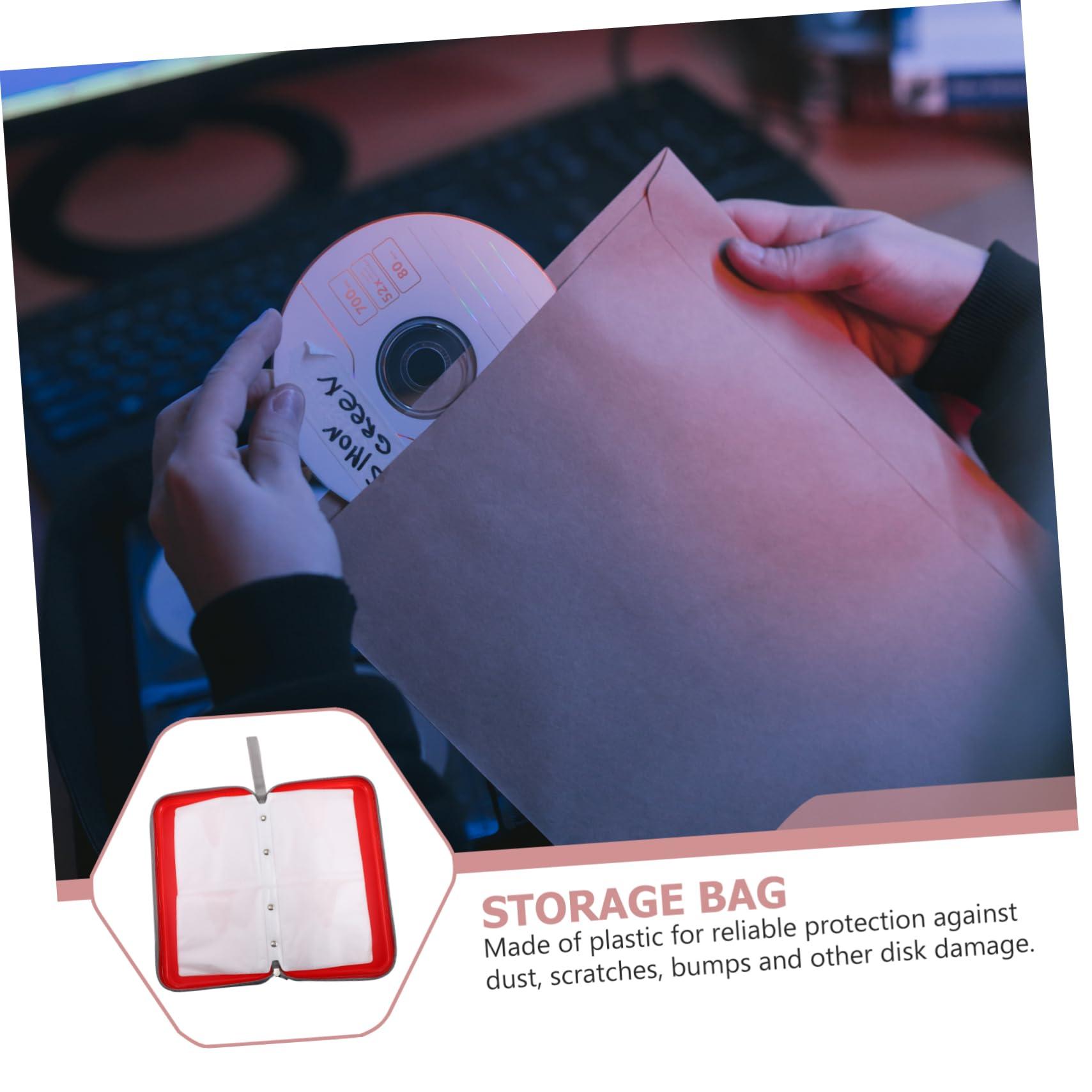 ROMISBABA ROMISBABA CD Package CD Organizer Blank Cassette Empty Cases Big Capacity Bag Blank CD Case Organizer CD Storage Case Disc Storage Bag Media Storage Bags Wallets CD Case Red Plastic