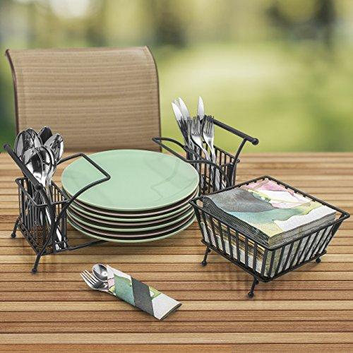 Sorbus Sorbus Utensil Caddy — Use For Napkin, Cutlery, Plate Holder — Stackable Flatware Caddy, Tabletop Organizer — Ideal for Dining Table, Party, Buffet, Kitchen, Entertaining (Black)