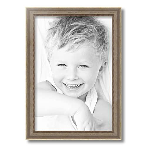ArtToFrames ArtToFrames 13x19 Inch Silver Picture Frame, This 1.50 Inch Custom Wood Poster Frame is Aged White Gold - Comes with Economy Acrylic and Corrugated Backing (WOMD8808-13x19)