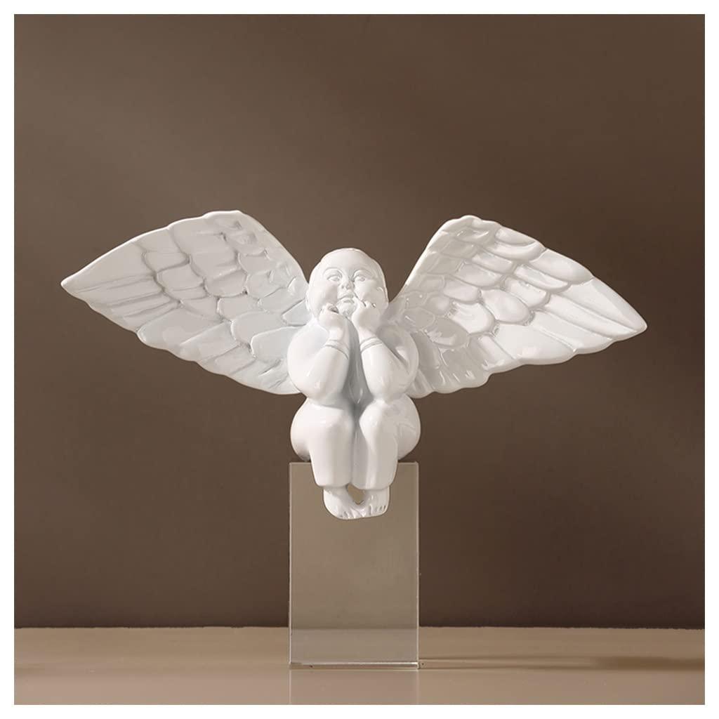 NABEIM Angels Figurines For Memorial, Angel Statues And Figurines For Mom, Resin Boy Angel Shelf Decor Accents Living Room Centerpiece Table Decorations Christmas Angel Gifts For Women ( Color : White )