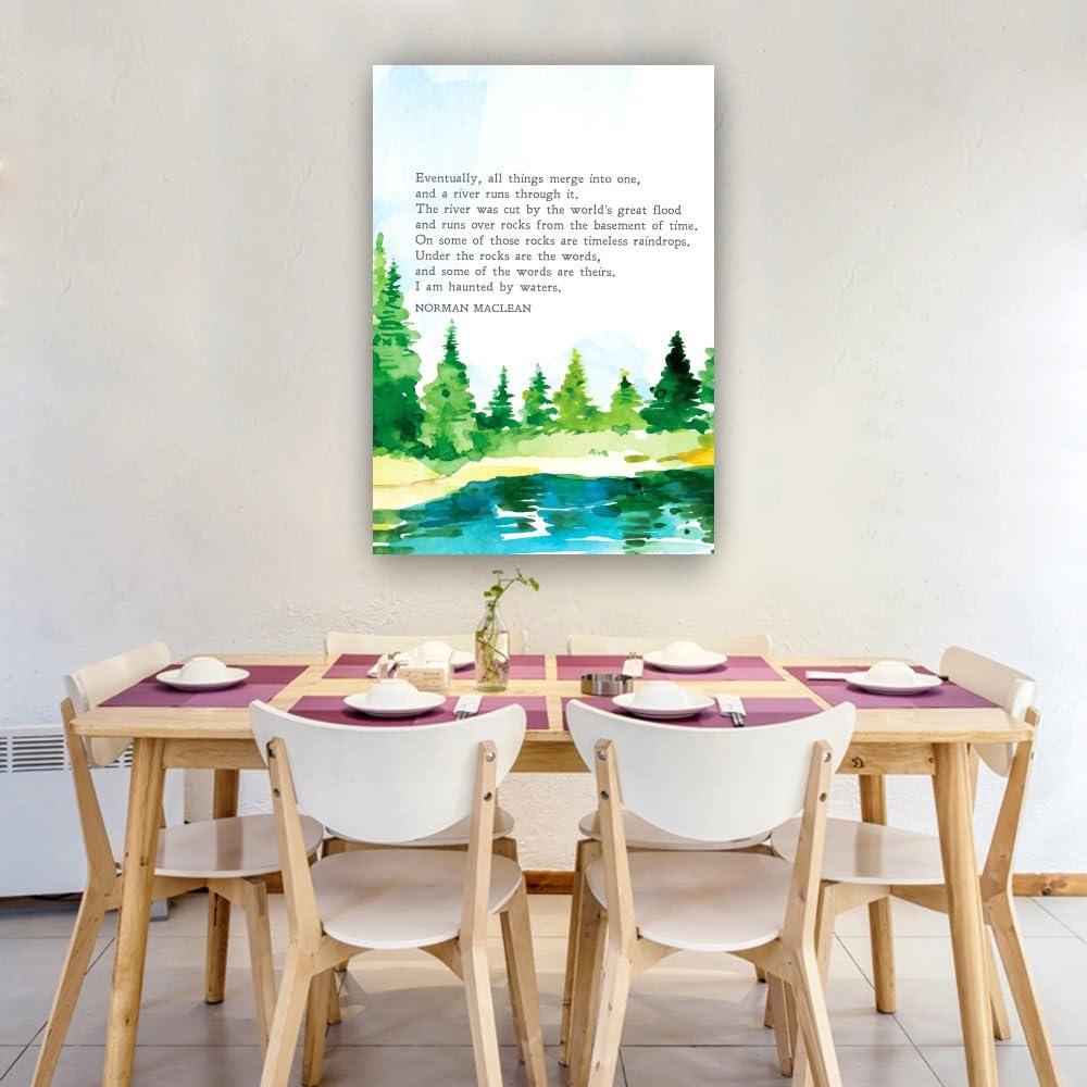 Ghfarez Ghfarez A River Runs Through It Fishing Quote Wall Art Poem Poster Kitchen Decoration Hanging Canvas Artwork Dining Room Pictures Wall Decorative (8.00\'\'x12.00\'\',Unframed)