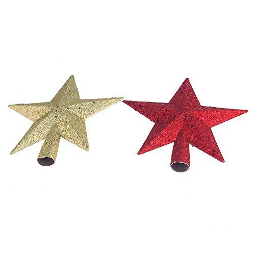 Homeford Homeford Gold and Red Glitter Christmas Topper, 8-inch, 2 Piece