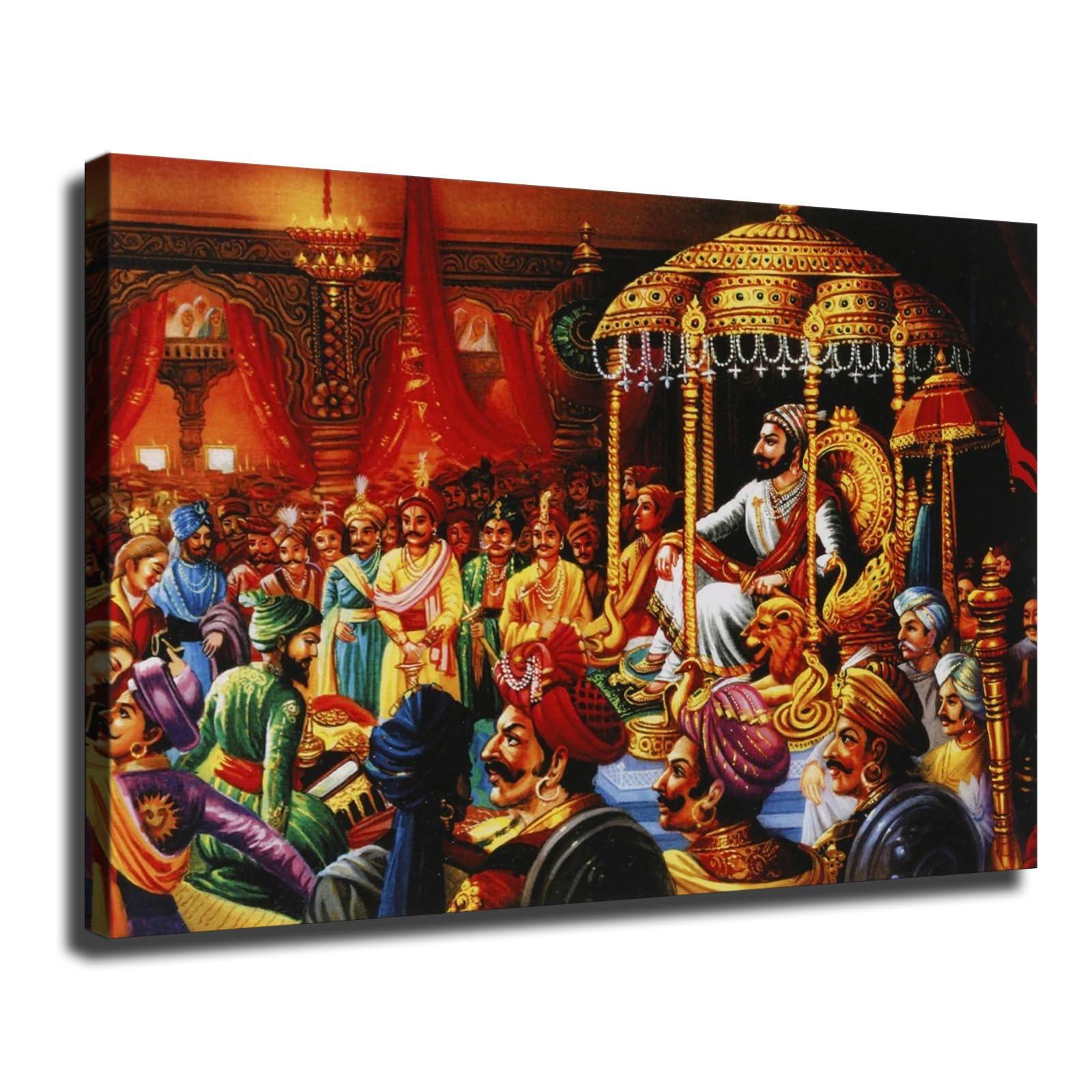 EviKoo EviKoo Chhatrapati Shivaji Maharaj Hinduism Abstract Painting Poster Canvas Wall Art HD Printing Modern Aesthetics Home Office Cafe Living Room Bedroom Home Garage Decor (2030inch-No Framed)