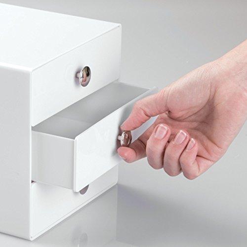 iDesign iDesign 3-Drawer Plastic Vanity Organizer, Compact Storage Organization Drawers Set for Cosmetics, Dental Supplies, Hair Care, Bathroom, Dorm, Desk, Countertop, Office, 6.5" x 6.5" x 6.5", White