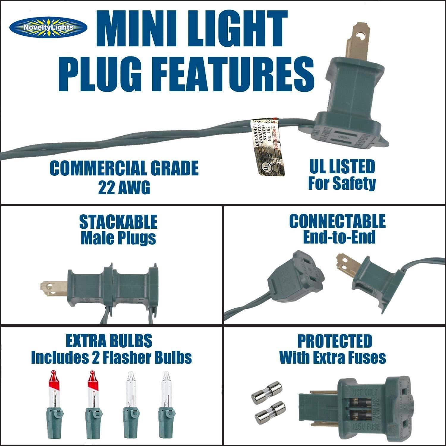 Novelty Lights Novelty Lights 100 Light Red/White/Blue Christmas Mini String Light Set, Green Wire, Indoor/Outdoor UL Listed, 50' Long