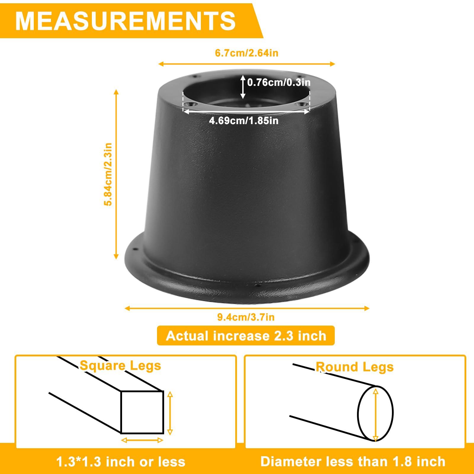 Longzhuo Bed Risers 2 Inch,12 Pack Anti Slip Furniture Risers,Stackable Heavy Duty Elevators for Sofa/Bed/Table/Couch/Chair,Supports up to 1,300 lbs,Table Leg Extenders Bed Lifter,Furniture Accessories,Black