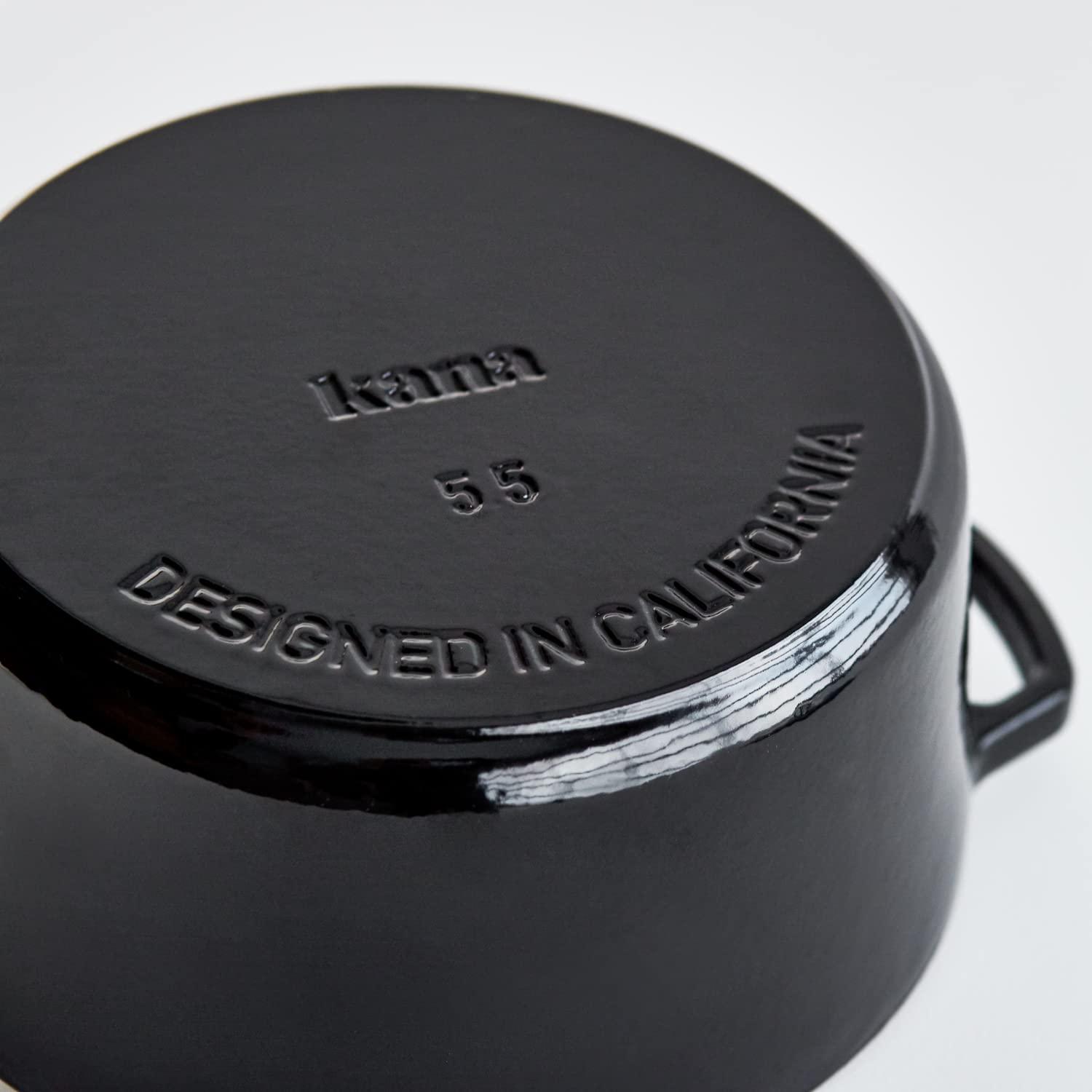 Kana Lifestyle Milo by Kana 5.5-quart Enameled Cast Iron Dutch Oven with Lid | Premium Casserole Cooking Pot | Enamel Coating Inside and Out | Oven Safe and Dishwasher Friendly (White with Gold Knob)