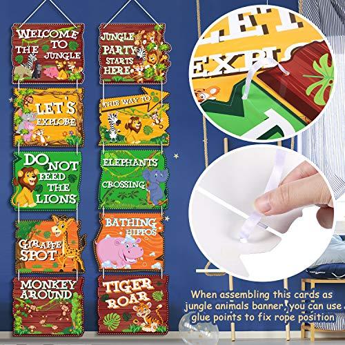 Blulu Blulu 10 Pieces Jungle Animals Party Signs Wild Animals Welcome Door Sign Zoo Animals Cutout for Theme Party Birthday Party Baby Shower Supplies