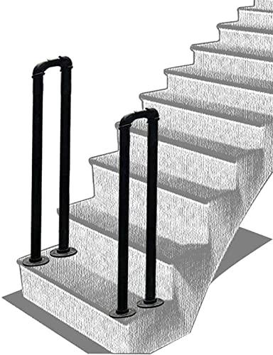 Pealihuy Pealihuy Handrails for Outdoor Front Porch Steps, Stair Handrails for Outside Steps Railing for The Elderly for Concrete Wood Brick Stair, Wrought Iron Matt Black,95cm