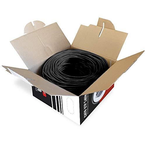 DRIPSTONE Dripstone - DS612 500ft CAT6 Outdoor Direct Burial Solid Cable 23AWG Waterproof Wire HDPE Insulated Polyethylene (PE) for Indoor/Outdoor Easy Pull Box Black