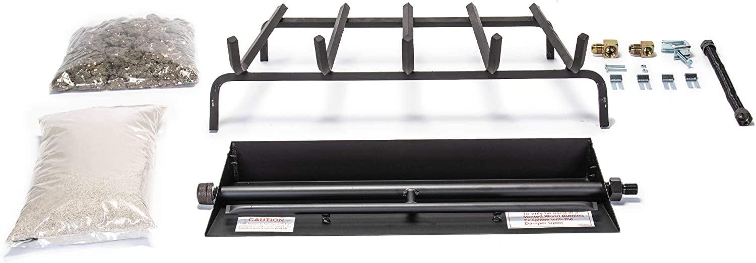 AMS FIREPLACE INC. Ceramic Gas Logs | Vented | Natural Gas Only | Peterson Real Fyre | RH Peterson | with/Without Burner (G45 Burner - Logs Same Size, Golden Oak 24" | R-24)