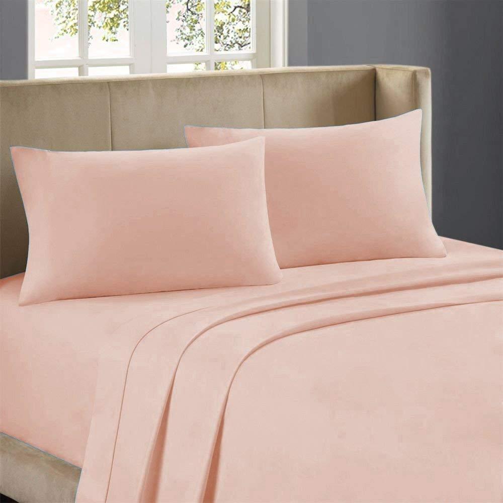 Sheets N More 600 Thread Count 100% Egyptian Cotton Bed Sheet, 6-PC King Peach Solid Sheet Set Single Ply Long Staple Egyptian Cotton, Sateen Weave, Fits Mattress Upto 12\" Deep Pocket