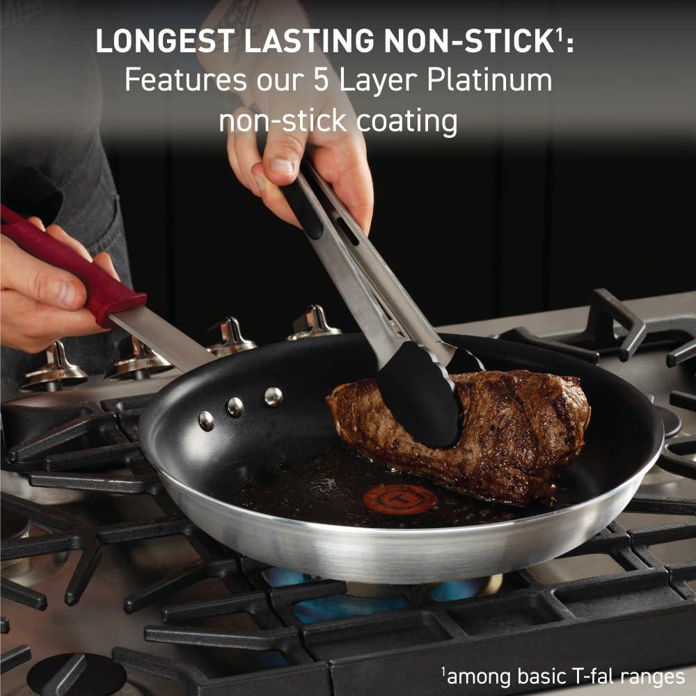 T-fal T-fal Professional VX3 Brushed Nonstick Fry Pan with Stainless Steel Handle 12 Inch, Oven Broiler Safe 400F, Cookware, Pots and Pans, Skillet, Restaurant & Business Grade, Certified NSF and CBA, Black