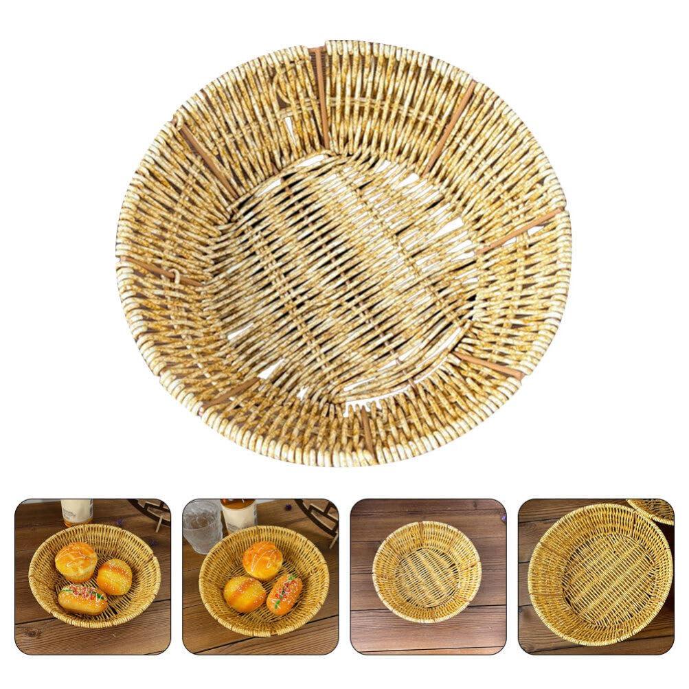 VOSAREA VOSAREA Woven Fruit Basket Rattan Storage Basket Wicker Bowl Seagrass Trays Plastic Orange Snacks Storage Plate for Fruits Vegetables Snacks Kitchen Restaurant