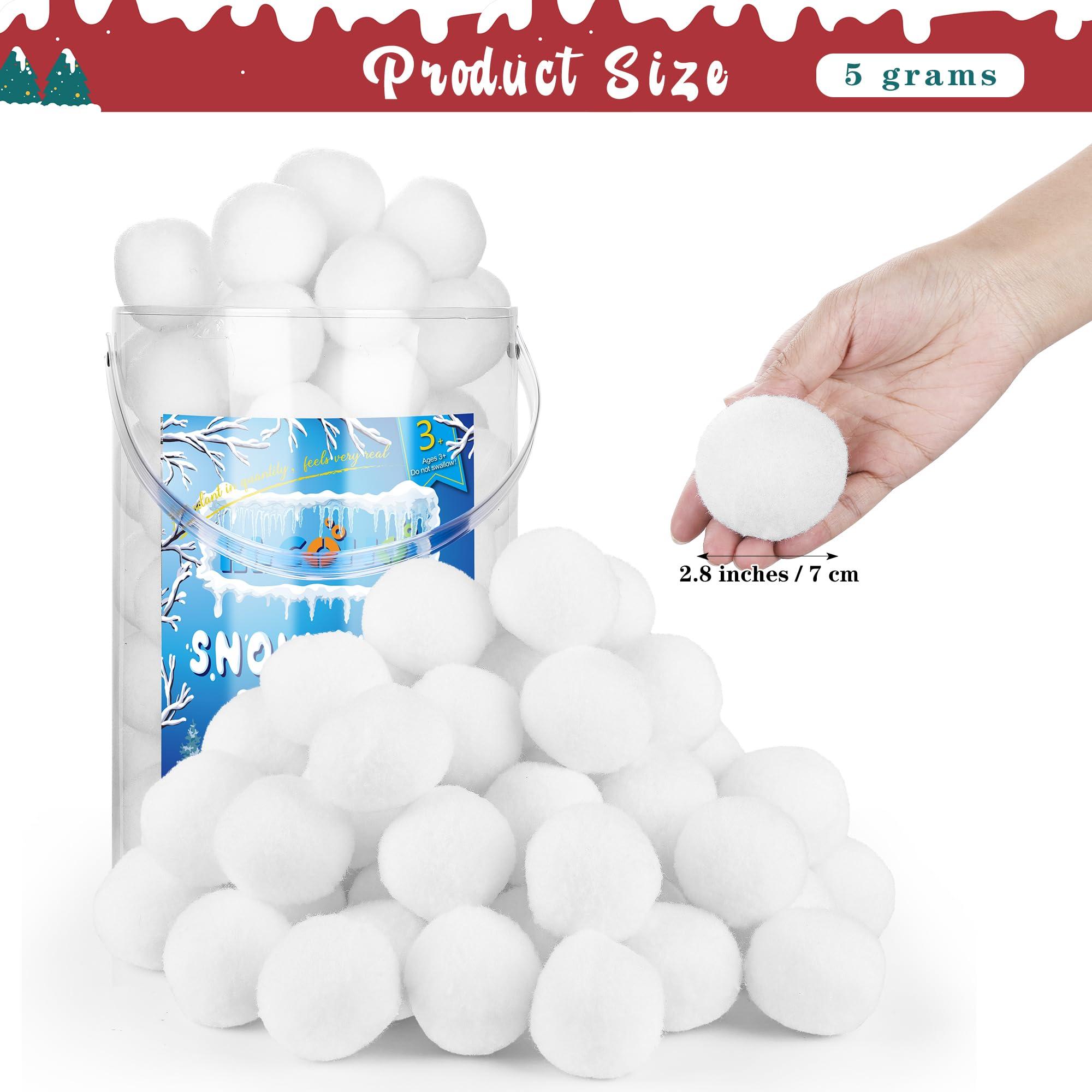 Elcoho Elcoho 100 Pieces 2 Inch Fake Snow Fight Ball Artificial Snow Toss Ball Fake Winter Snow Fight Ball Fluffy Fun Stress Toys for Xmas Party Supplies Winter Snowball Fight Games Indoors