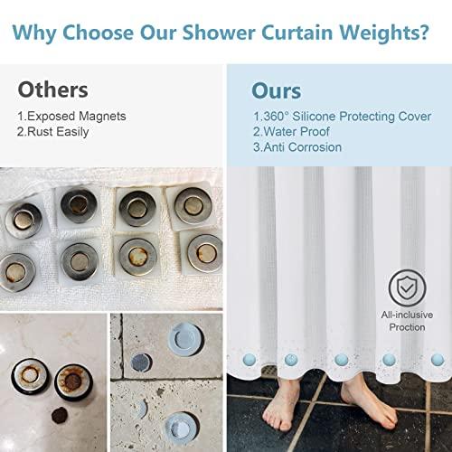 VANZAVANZU VANZAVANZU 5 Pairs Shower Curtain Weights, Silicone Wrapped Magnets, Heavy Duty Magnets Prevent Curtain Liner from Blowing, Rust-Free, Blue