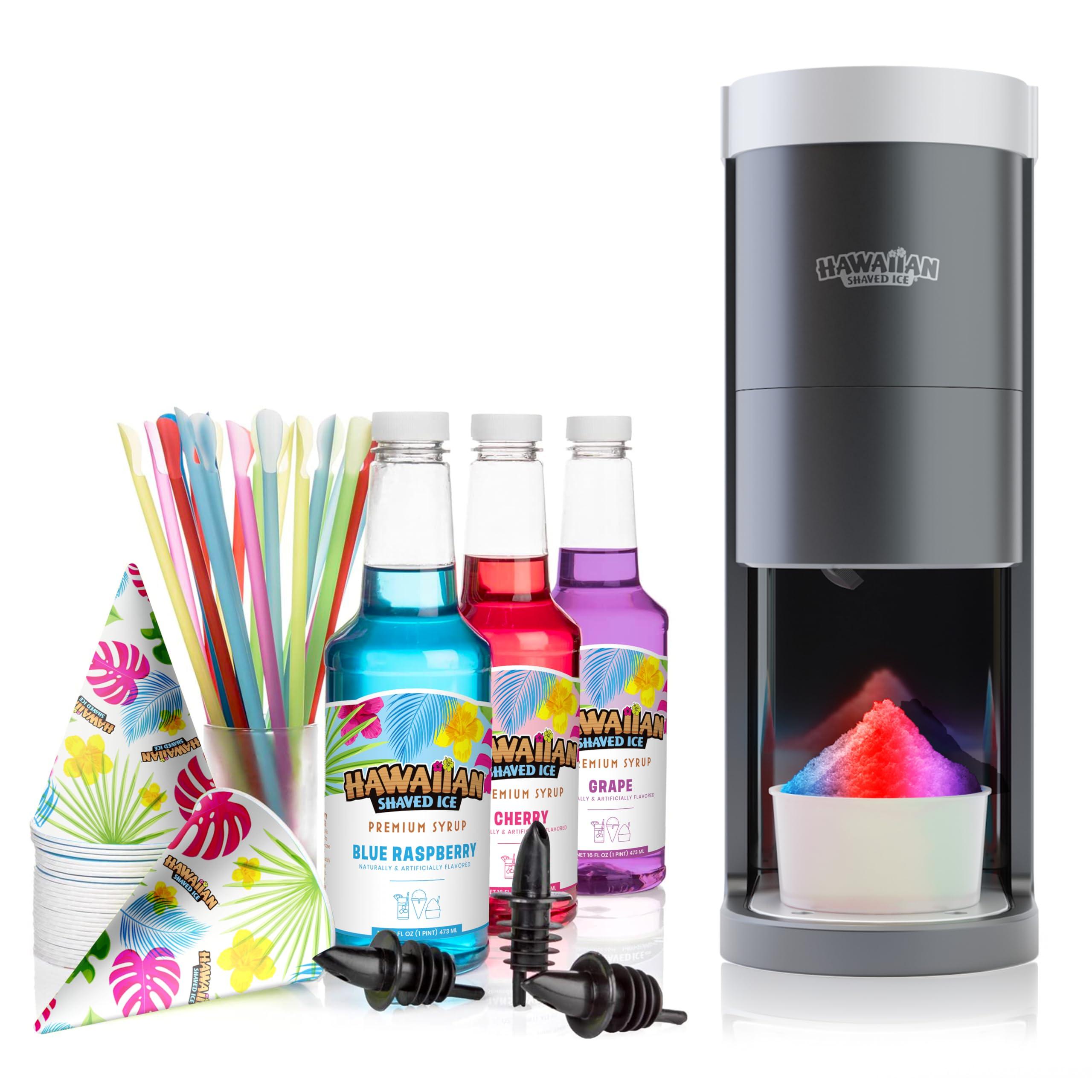 Hawaiian Shaved Ice Hawaiian Shaved Ice S777 HomePro Shave Ice Machine With 3 Flavor Snow Cone Syrup Pack Including Party Ready Accessories