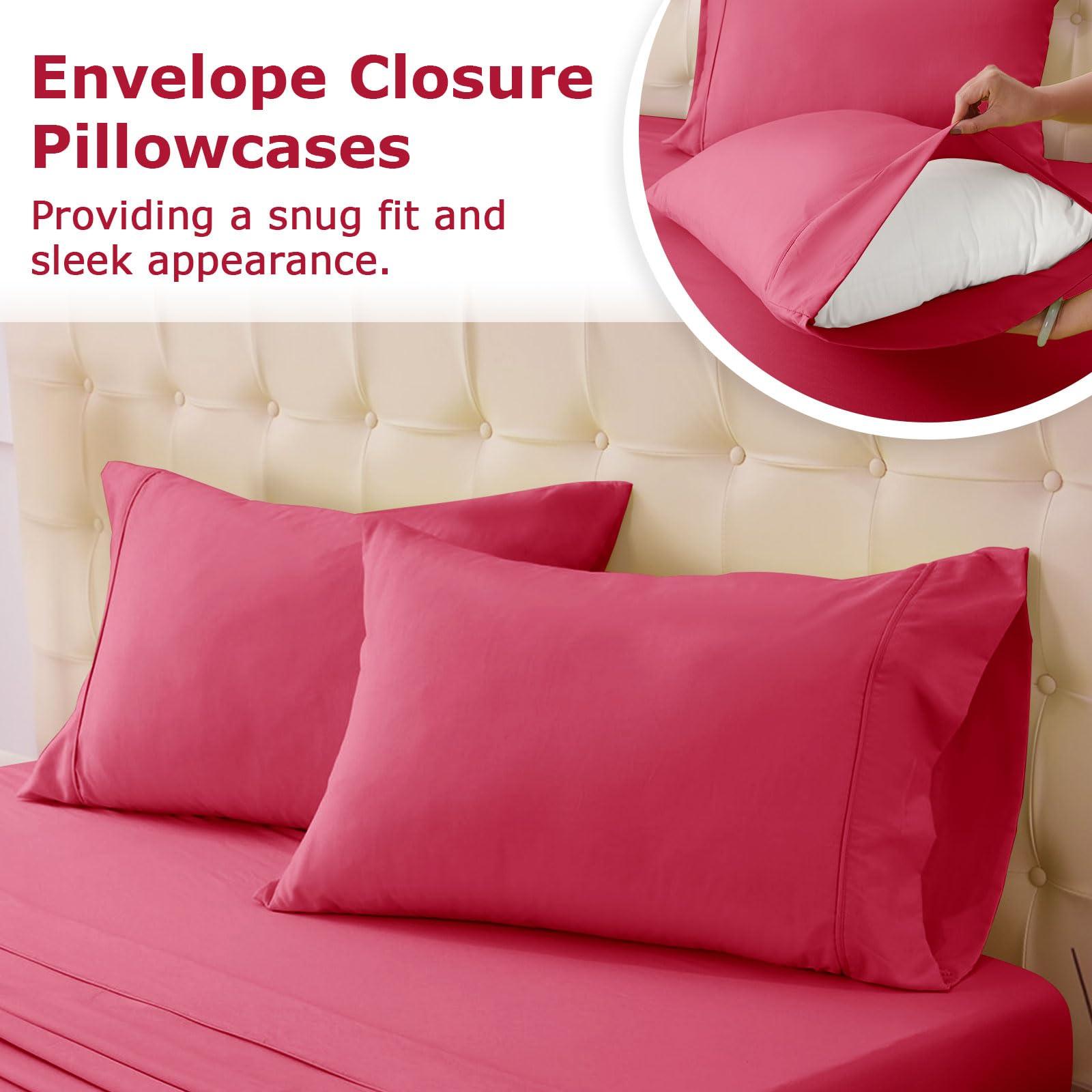 Homilay Homilay King Size Bed Sheet Set - 4 Piece Soft Microfiber Sheets with Deep Pockets, Cooling Technology, and Wrinkle-Free Pillowcase. Hotel-Quality, Durable Bedding, Viva Magenta