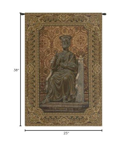 C Charlotte Home Furnishings Inc. Charlotte Home Furnishings Inc. Bronze Statue Of St. Pietro Italian Tapestry Wall Hanging 38 X 25 Inch Viscose Cotton And Polyester Blend Wall Art Perfect For Home Decor And Wall Decor