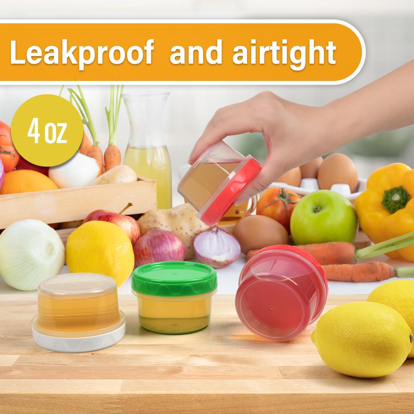 EONJOE EONJOE 4oz Small Plastic Containers with Lids Reusable Dishwasher Freezer Safe Airtight, 6-Pack