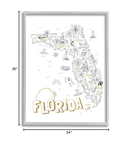 Stupell Industries Florida State Drawing Destinations Map Diagram,Design by Ziwei Li