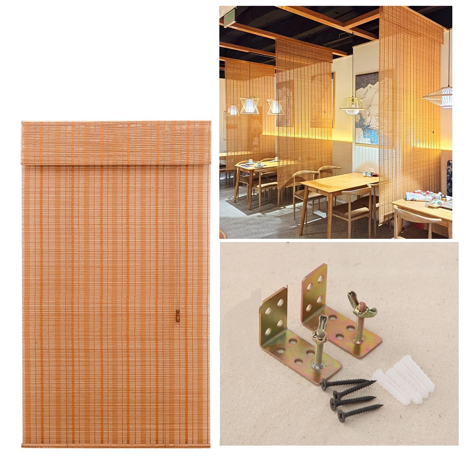 KUISOGAN KUISOGAN Natural Bamboo Roman Shade,Eco Friendly Bamboo Roller Blind,Side Pull Window Blinds,Sun Protection Bamboo Shades,Window Shade for Kitchen/Office/Garden Door,Customizable (W30 xH47)