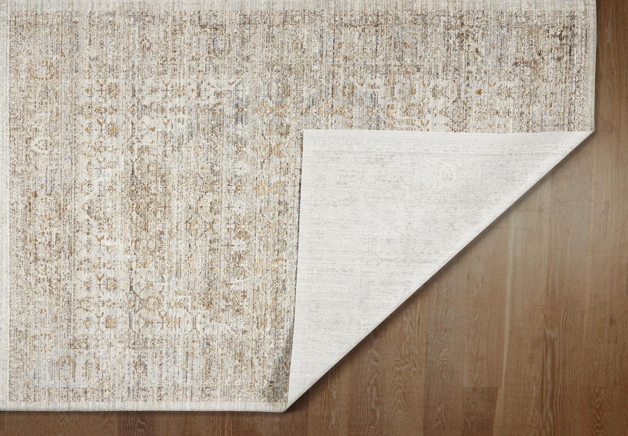 Obeetee Obeetee - Ava Machine Woven/Power Loomed Distressed Arabesc 8' x 10' Area Rug in Silver