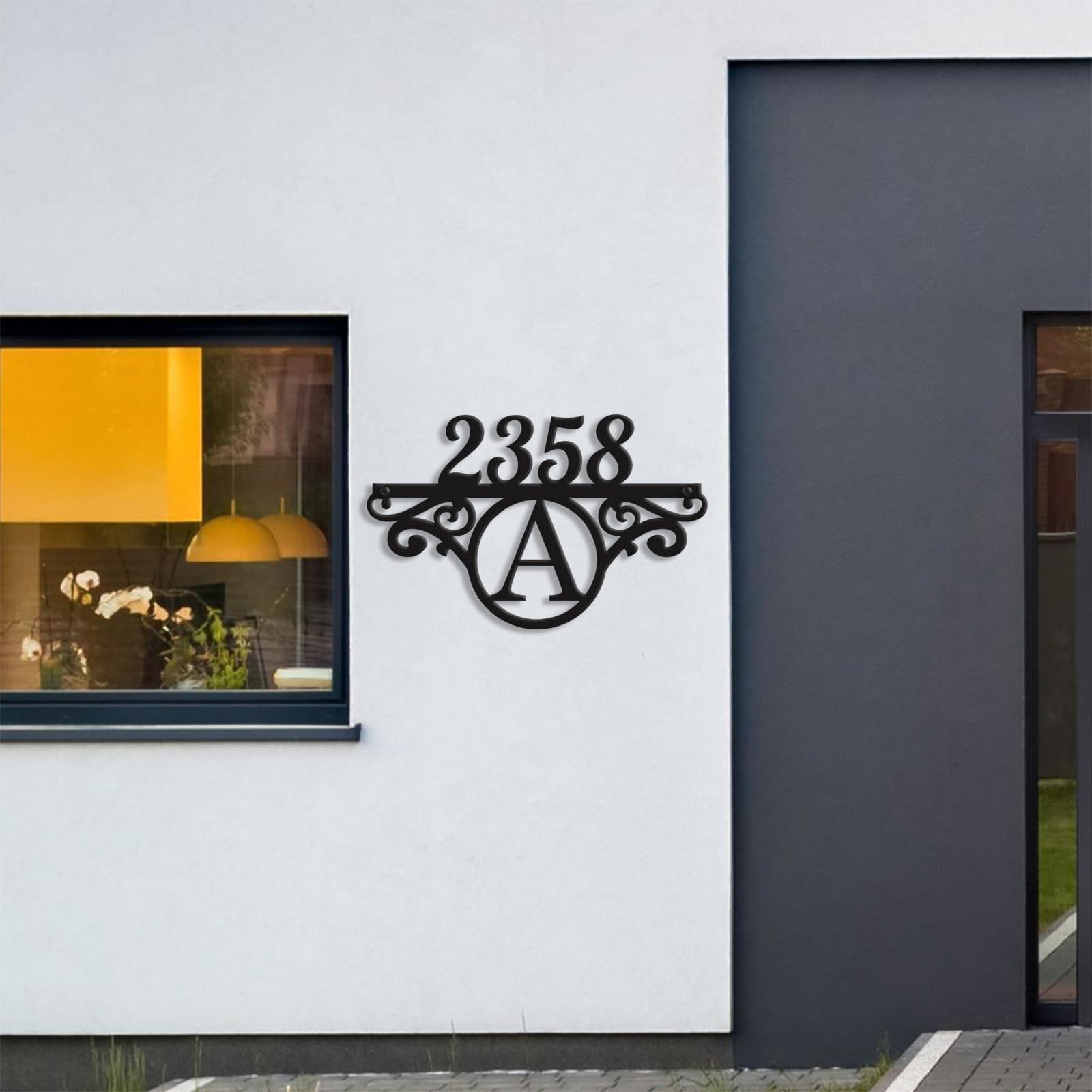 YUAJSTERL Custom Metal Address Sign Street Plaque with Initials, Personalized House Number Sign for Outside, Modern Outdoor Metal Wall Decor, Handmade New Home Gift Housewarming Gift