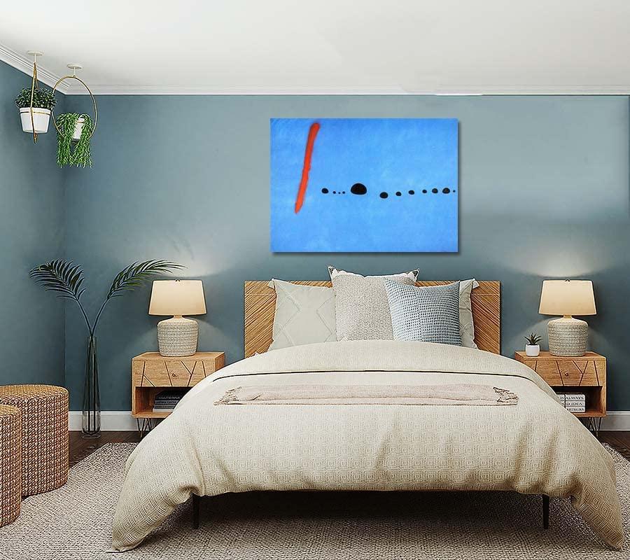 Ltt-Ydd-Ccl Blue IIBy Joan Miro Abstract Canvas Wall Art for Living Room Home Decorations Office Bedroom Decor Artwork Pictures Ready to Hang(75x105cm 30x41inch) Framed