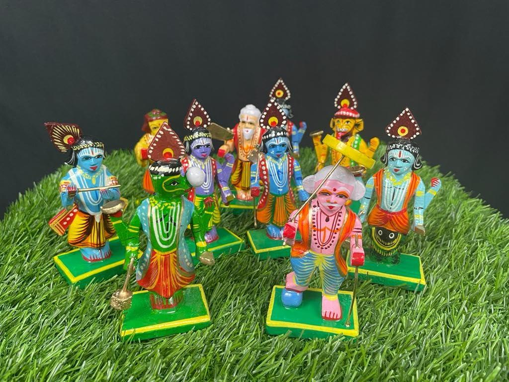 HAST SHILP HAST SHILP Wooden Vishnu Dashavataram Golu Navrathri Golu Dolls Set Collectible Handicraft Art (10cm x 4cm x 4 cm), Dasavatharam