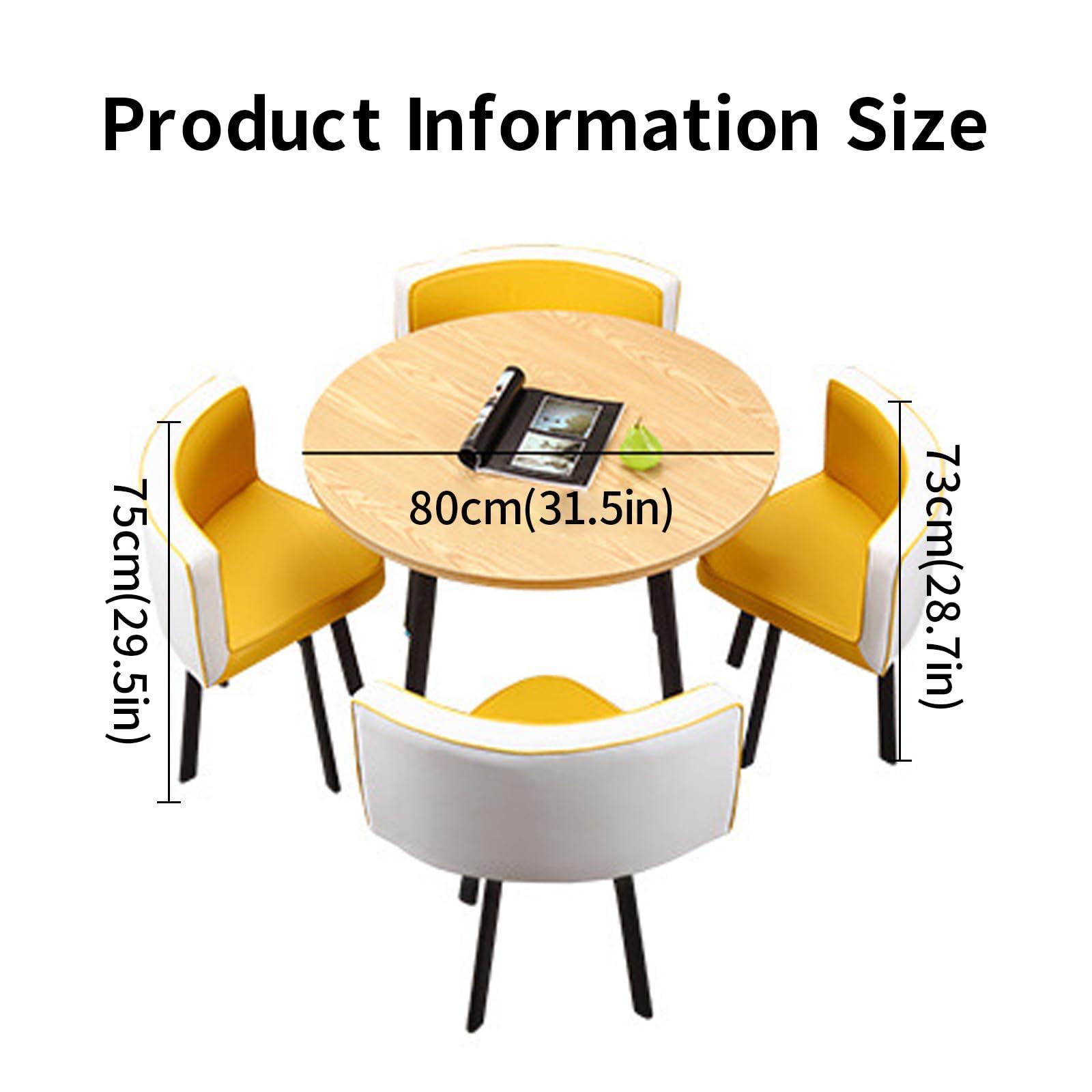 SAHUL Round dining table set, 5-piece dining table set, 1 table and 4 chairs, round dining table and dining chairs, suitable for home, kitchen, restaurant and office furniture 80x75cm/W31.5xH29.5in #14