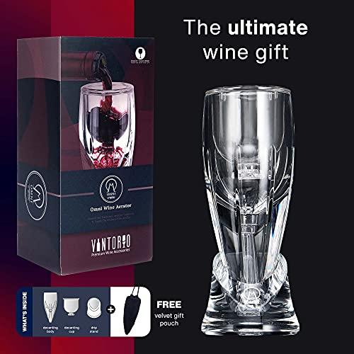 Vintorio Vintorio Wine Aerator OMNI Set - Premium Decanter for Red Wine Lovers with Gift Box, Velvet Bag, and Mini Stand - Durable, Crystal Clear Acrylic