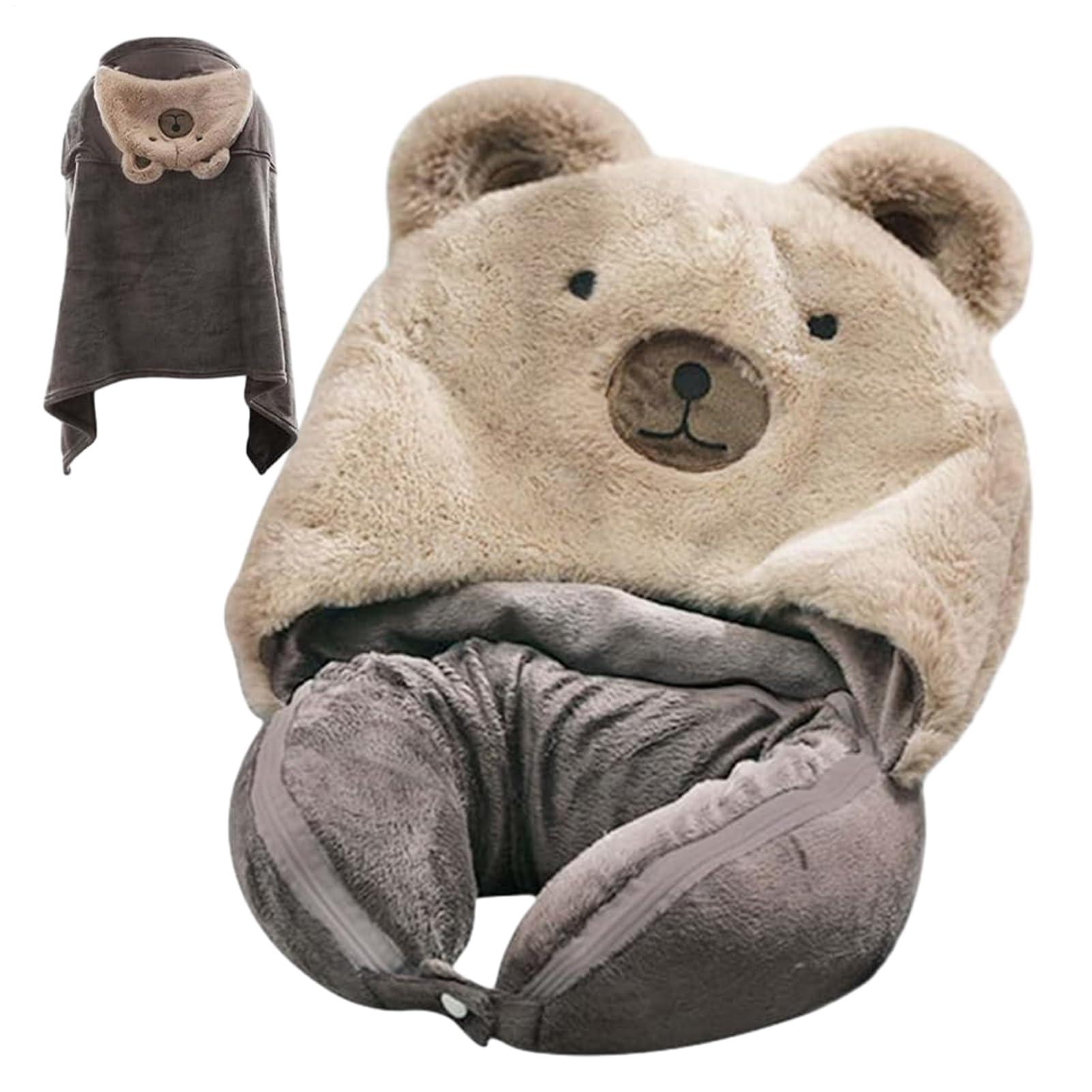 HomeLoft Basics Travel Neck Pillow Blanket Set - 2 in 1 Travel Head Pillow Blanket | Travel Pillows with Hat, Hoodie Travel Neck Pillow, Neck Pillow Head Chin Support, Travel Pillow Blanket for Car Road Trip Home