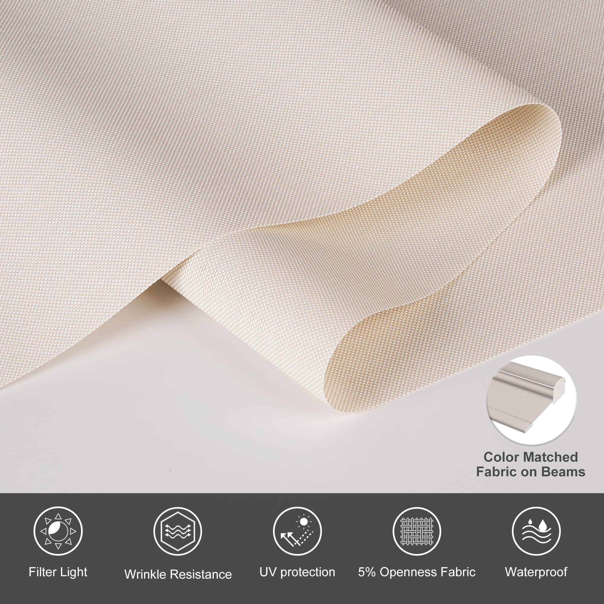 HOTSOON HOTSOON Light Filtering Roller Shades for Windows Cordless Solar Roller Blinds 5% Openness with Cassette Valance Sheer and Glare Reduce Window Shades for Home Office Living Room Beige,30" W x 72" H