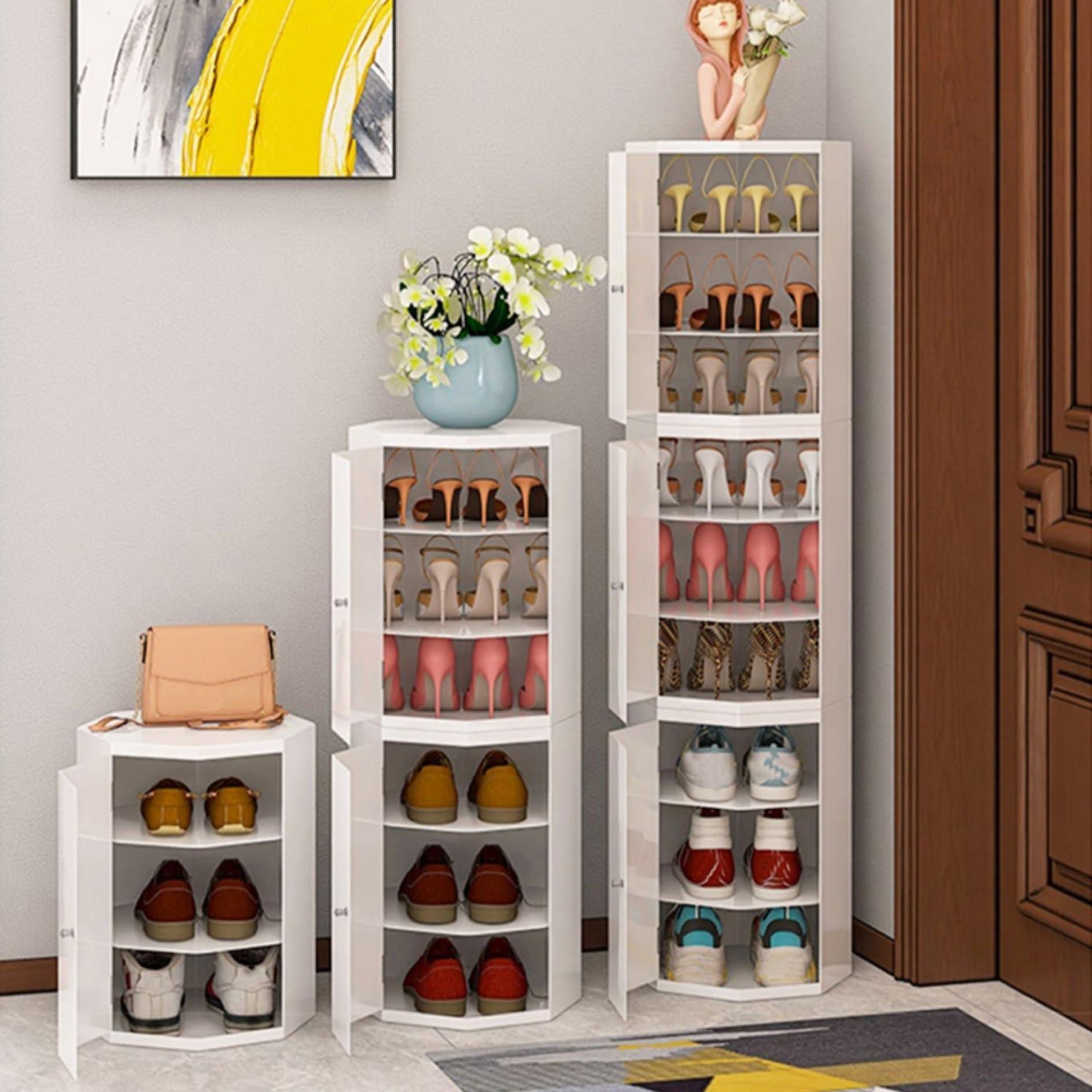 Leaceuv Rotating Shoe Rack Cabinet,360 Swivel Metal Shoe Cabinet Vertical Round Storage Narrow Shelf 3/6/9/12/15-Tier Shoe Rack Organizer Simple and Modern for Entrance Closet Living Room Hallway ( Color : B