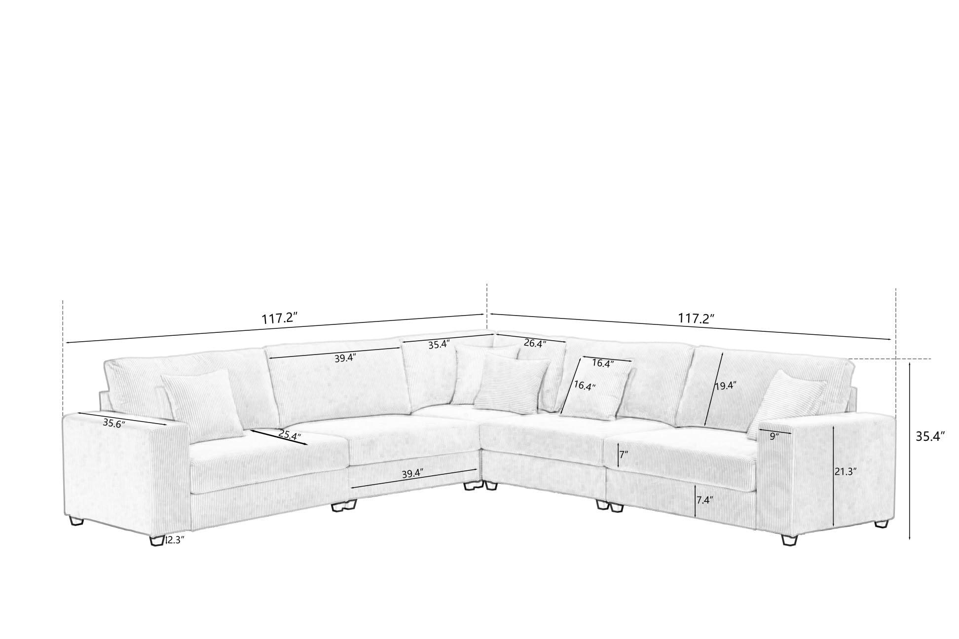 SCANORDIC SCANORDIC 117.2\" Modular Sectional Sofa, Modern Large L-Shape Modular Sectional Sofa with Chaise, Modular Sectional Couch for Living Room, Apartment, Studio, Office, Dark Grey