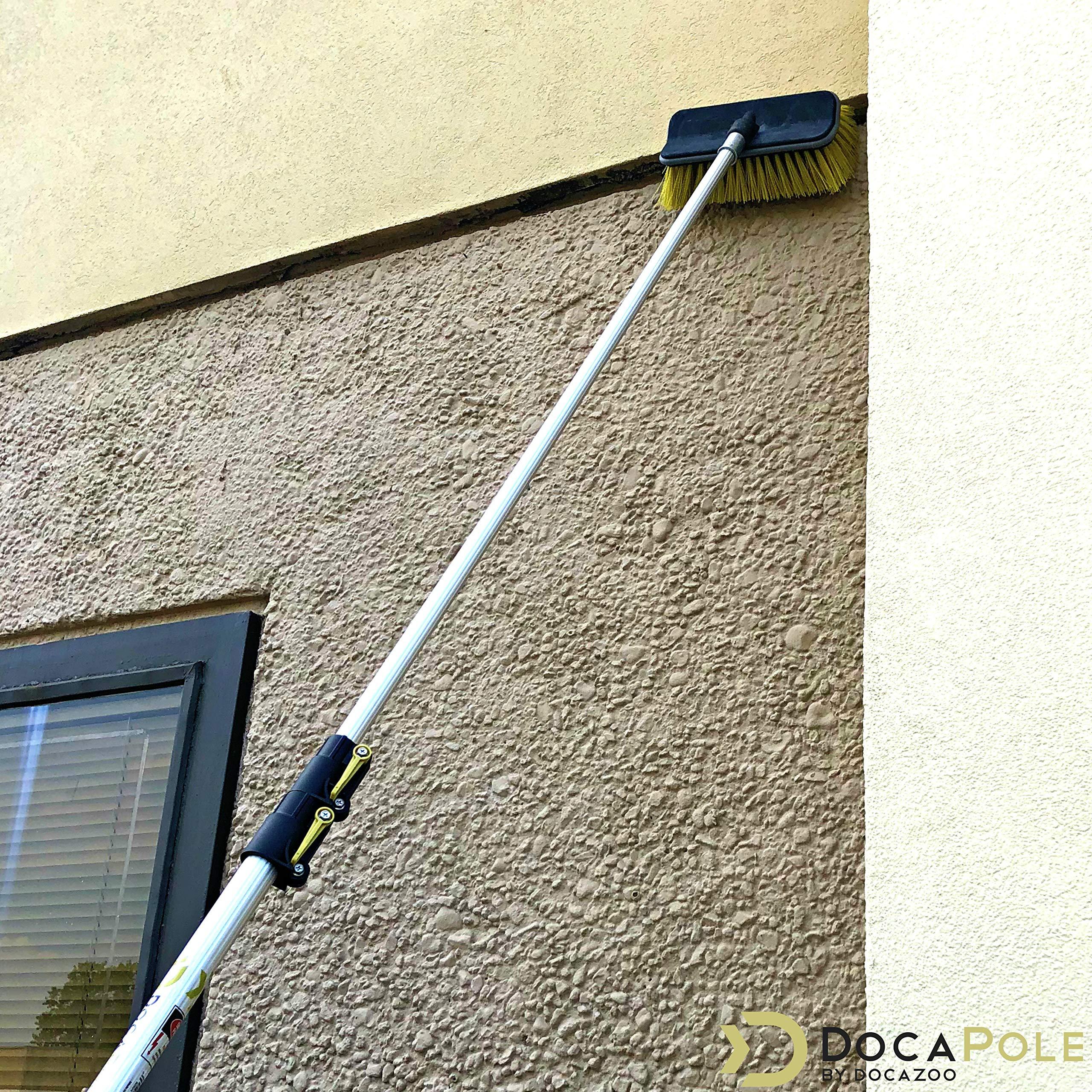 DOCAZOO DOCA Floor Scrub Brush with Long Handle - Head Only - No Pole Extension Pole (6+ Reach) - Outdoor Broom - Car Wash Brush with Long Handle Also for House Siding, Deck, Patio & More
