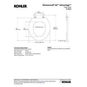 KOHLER KOHLER K-4816-47 Stonewood with Quick-Release Hinges Round-front Toilet Seat, Almond