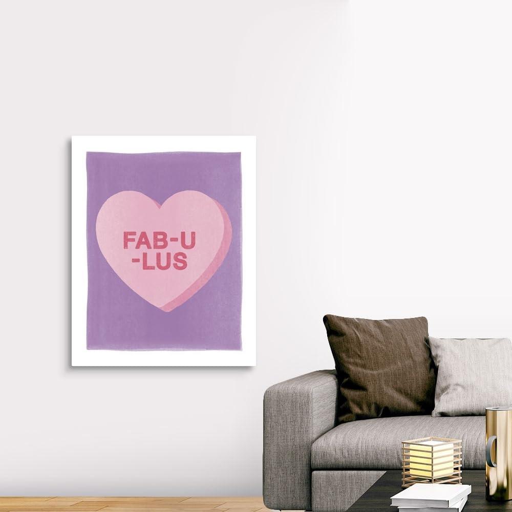 CANVAS ON DEMAND CANVAS ON DEMAND Valentine - Fab-U-Lus Canvas Wall Art Print by Inner Circle, Typography, Home Decor, Quote, Quotation Artwork, 36\"x45\"