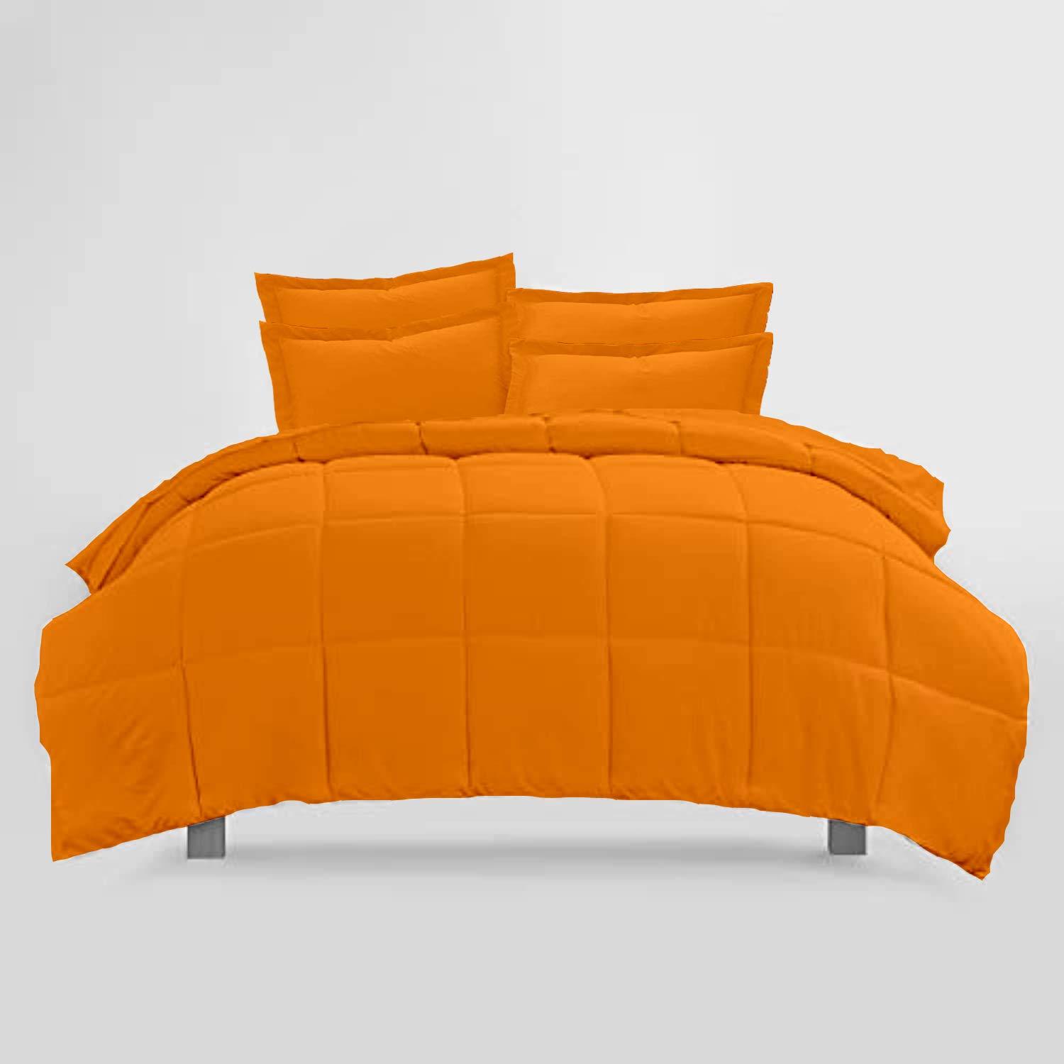 All Star Linen Orange Box Stitched Down Alternative Blanket Queen (88\'\' x 92\'\') 600 GSM 800 Thread Count Premium All-Season Cotton 3PC