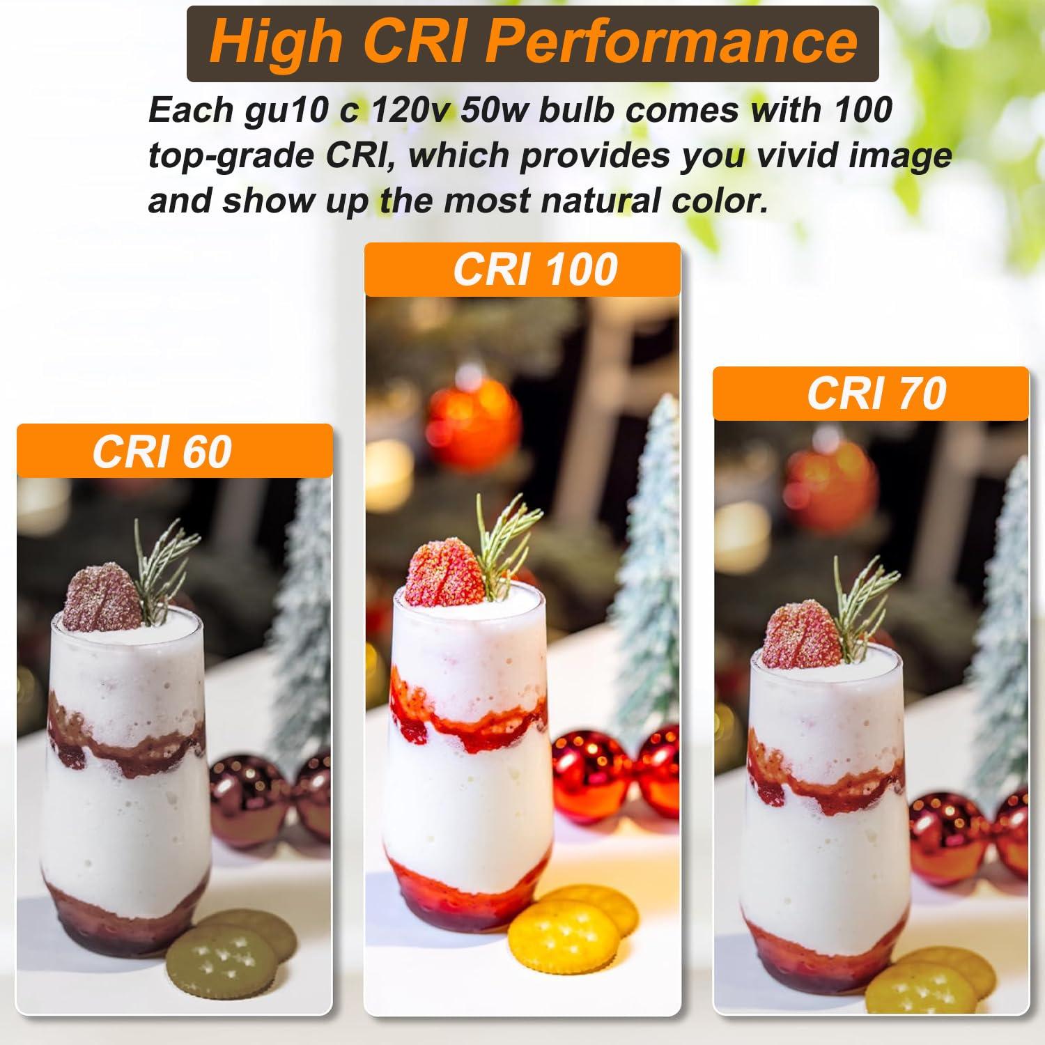 Vinaco Vinaco GU10 Bulb, 6 Pack Halogen GU10 120V 50W Candle Warmer Bulb Dimmable, MR16 GU10 C 120V 50W Bulb 2800K Warm White, GU10 Halogen Bulb for Candle Warmer Lamp Replacement, GU10 Track Lighting Bulbs