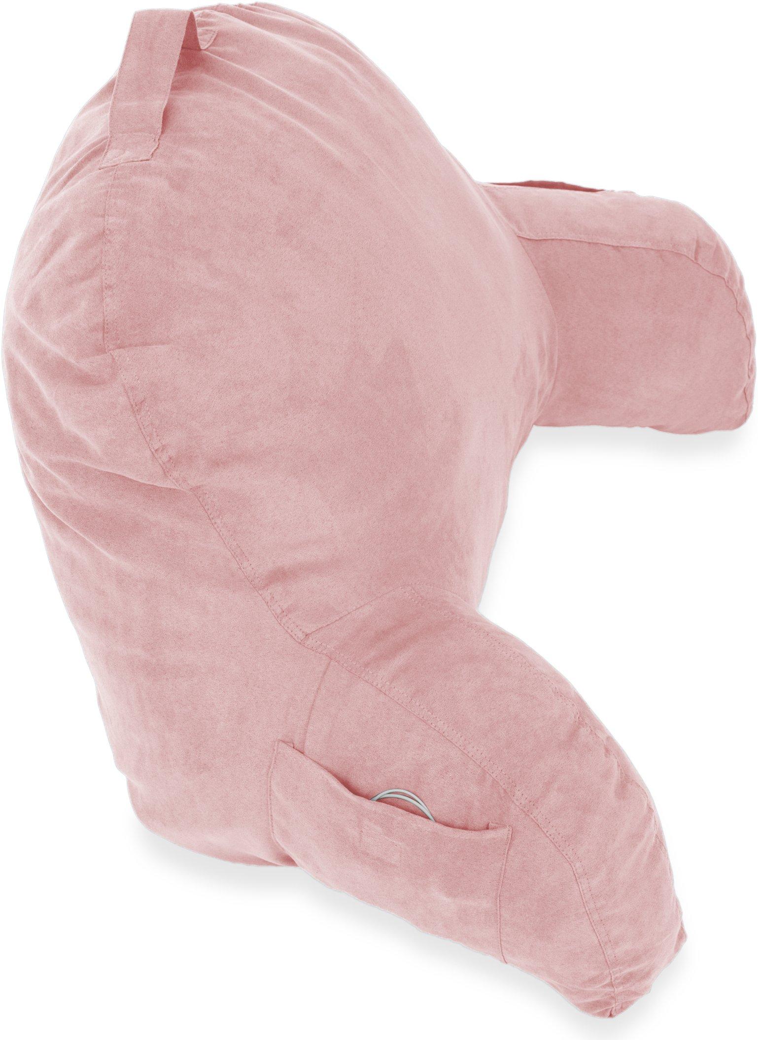 Deluxe Comfort Deluxe Comfort Microsuede Bed Rest - Backrest Pillow with Arms - Bed Rest Pillow - Reading Bedrest Lounger - Sitting Support Pillow - Soft But Firmly-Stuffed Fiberfill - Reading Pillow, Pink