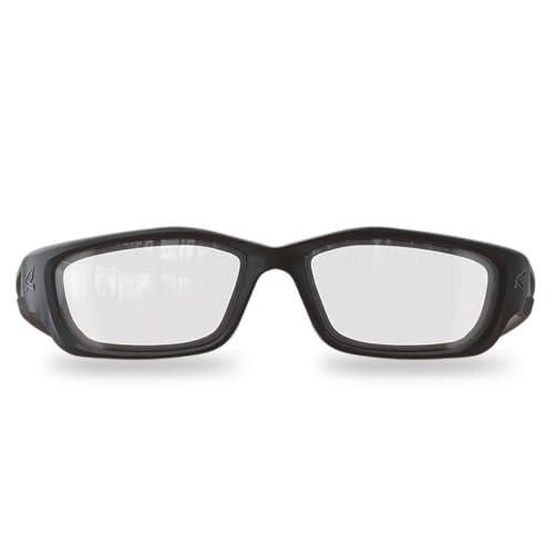EDGE Edge SK-XL111VS Kazbek XL Wrap-Around Safety Glasses, Anti-Scratch, Non-Slip, UV 400, Military Grade, ANSI/ISEA & MCEPS Compliant, XL Wide Fit, Black Frame/Clear Lens