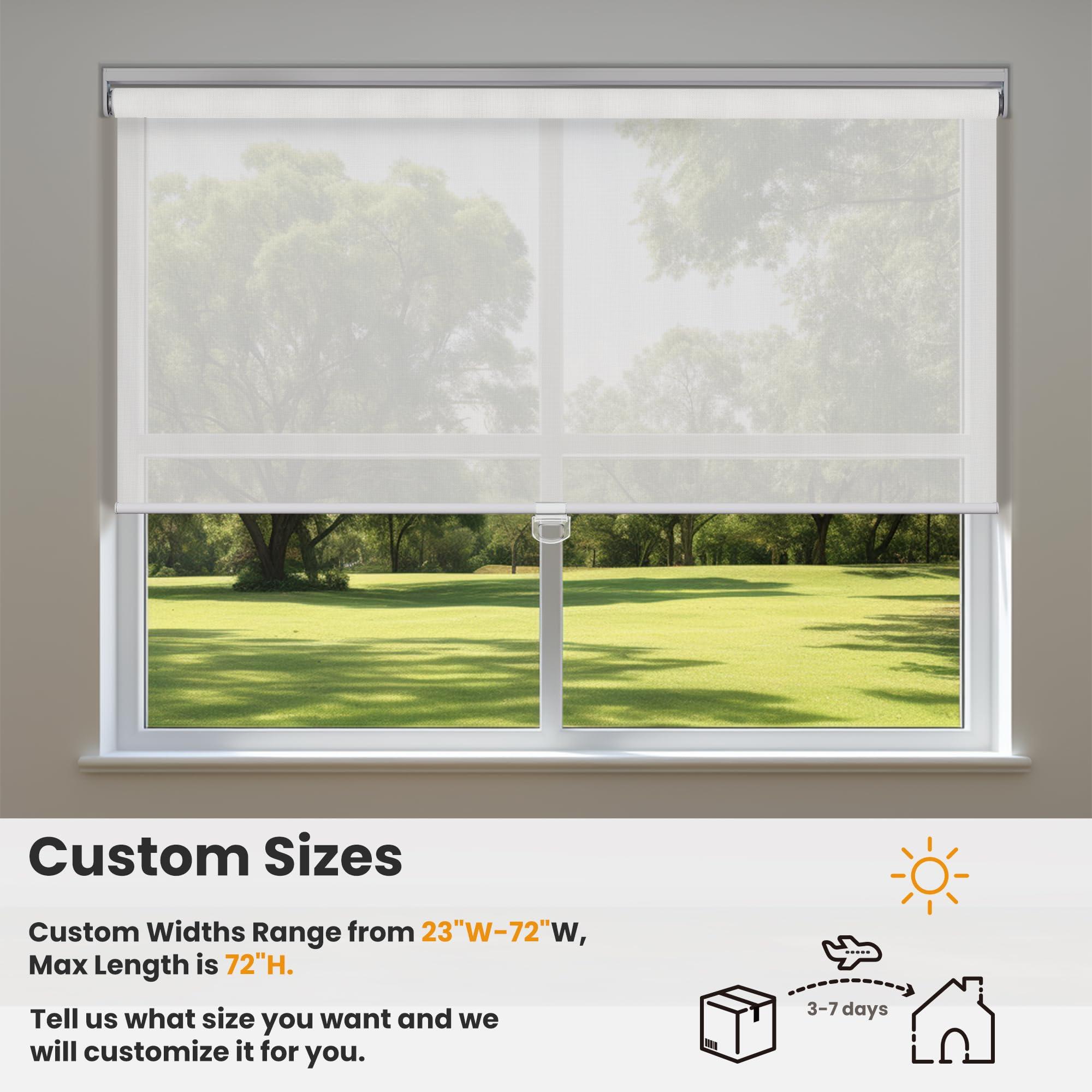 Sulugood Sulugood Light Filtering Roller Shades for Window 5% Openness Cordless Roller Blinds Solar Shades,UV Protection Fabric,Easy Installation Shades for Home, Hotel, Office,White.45 W x 64" H