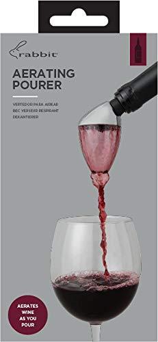 Rabbit Rabbit Wine Aerator and Pourer, 7-Inch, Silver/Black/Clear