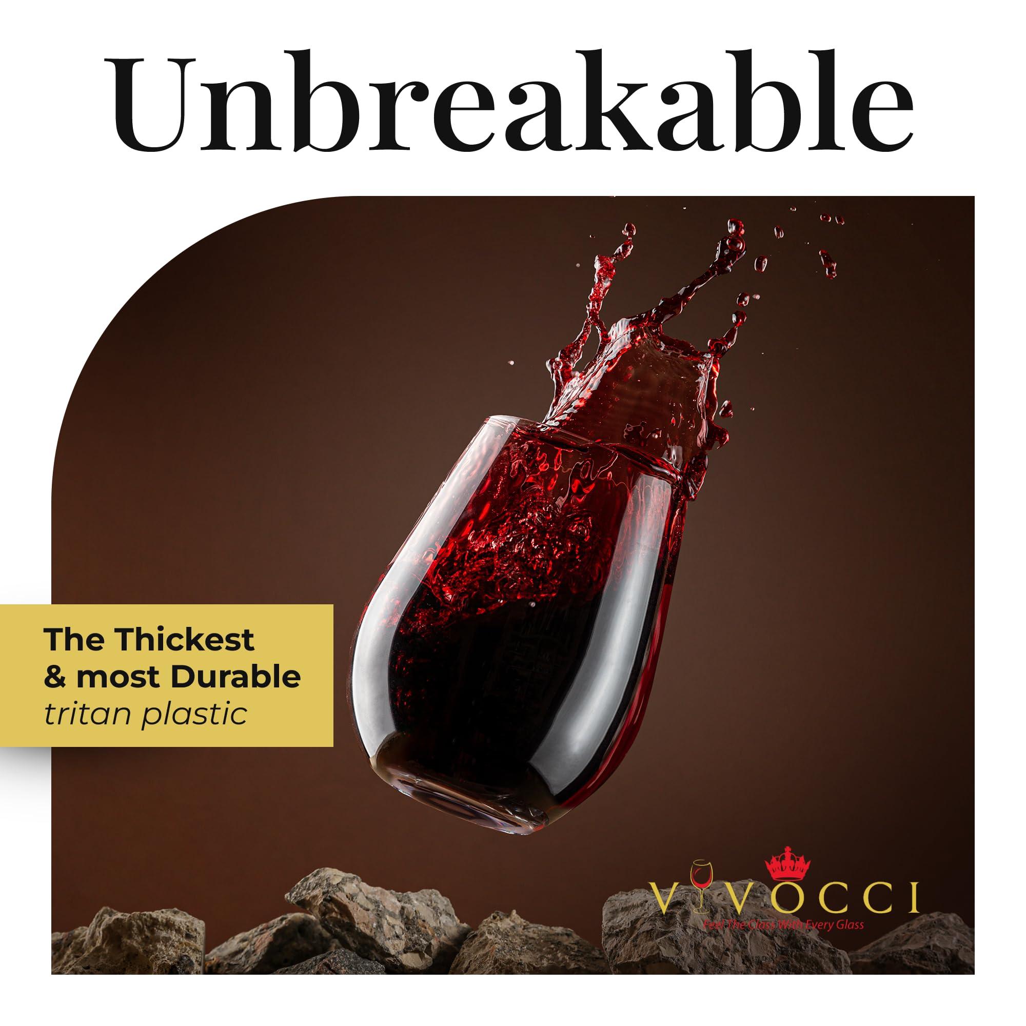 Vivocci Vivocci Unbreakable Plastic Stemless Wine Glasses 20 oz | 100% Tritan Heavy Base | Shatterproof Glassware | Ideal For Cocktails & Scotch | Perfect For Homes & Bars | Dishwasher Safe | Set of 2