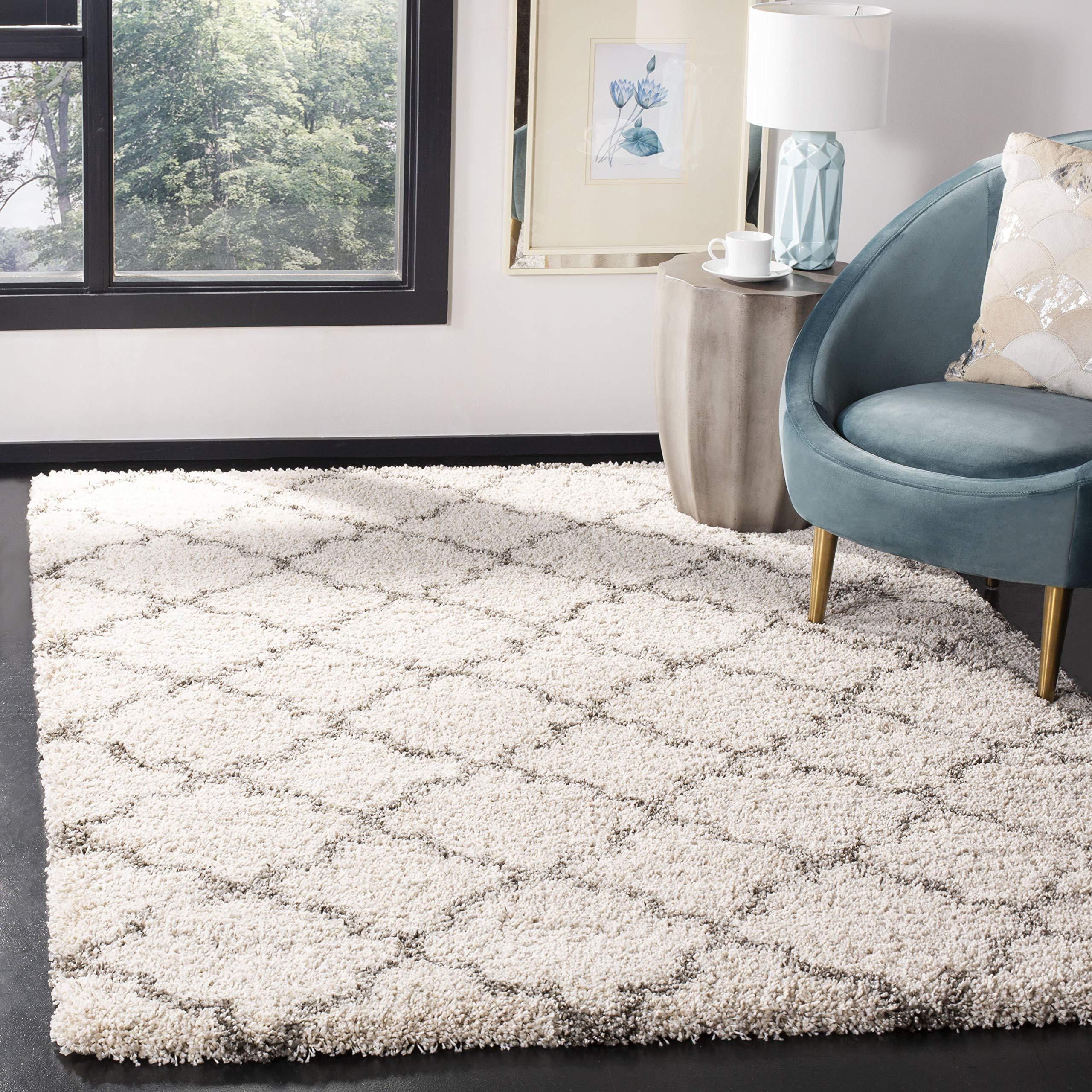 Safavieh SAFAVIEH Hudson Shag Collection Accent Rug - 3\' x 5\', Grey & Ivory, Trellis Design, Non-Shedding & Easy Care, 2-inch Thick Ideal for High Traffic Areas in Entryway, Living Room, Bedroom (SGH282B)