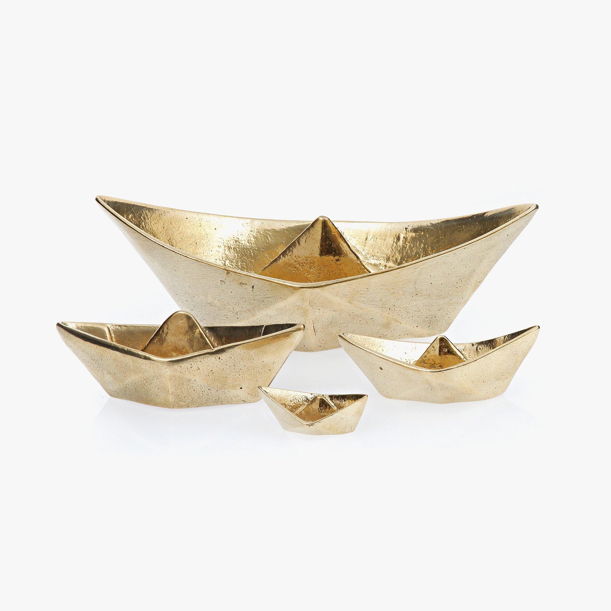 EliteCrafters Handmade Solid Brass Metal, Boat Decorative Ornament, Extra Large Size - Length 24cm (9.4\")